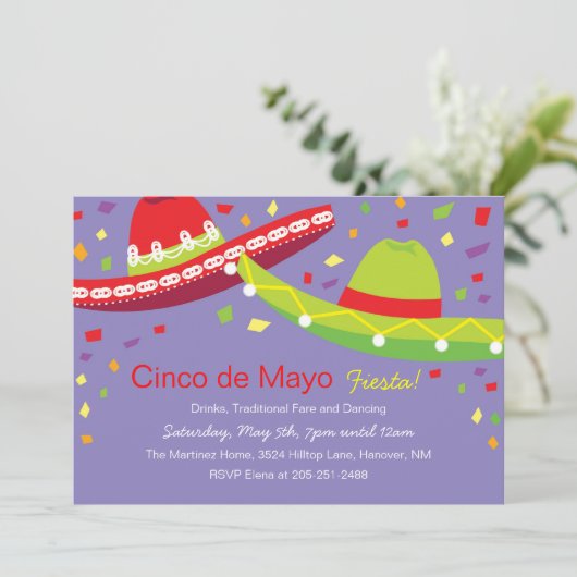 Cinco de Mayo Sombrero Fiesta Kaart (Staand voorkant)