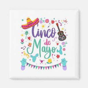 Cinco de Mayo Sombrero Gitaar, Cactus Fiesta voor  Magneet