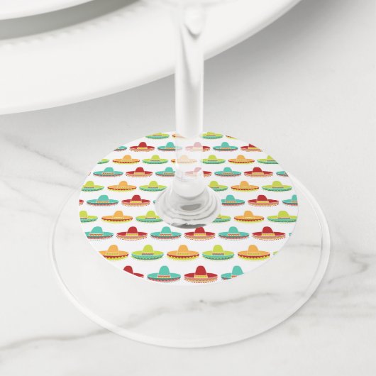 Cinco de Mayo Sombrero Mariachi Mexicaanse Cultuur Wijnglaslabel (Dichtbij)