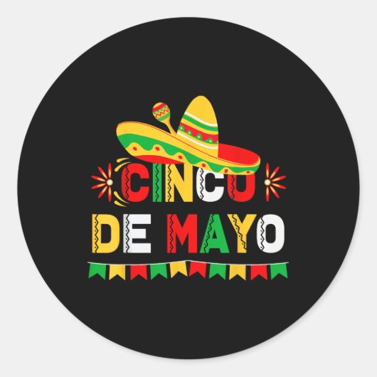 Cinco de Mayo Sombrero Mexicaanse feestdag Ronde Sticker (Voorkant)