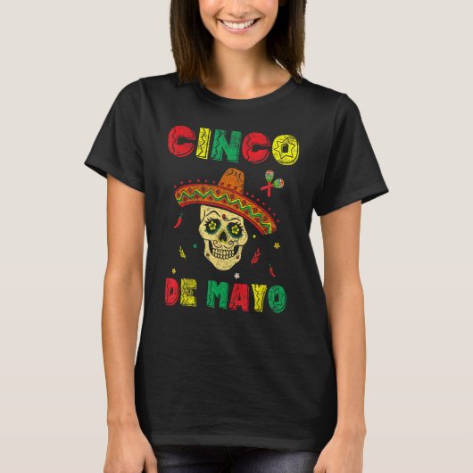 Cinco De Mayo Sombrero Skull Mexican Fiesta Women  T-shirt (Voorkant)