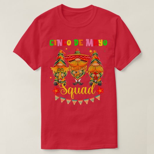 Cinco De Mayo Squad Funny Gnomes Guitar Cucharas P T-shirt (Design voorkant)