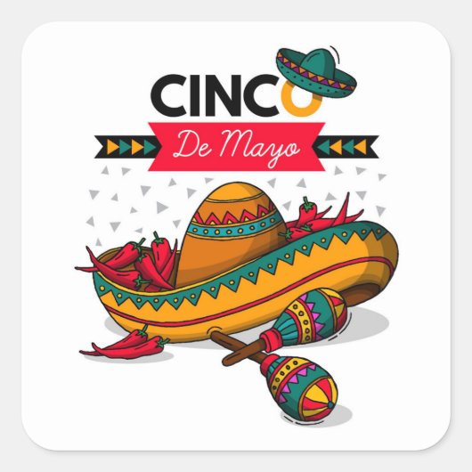 Cinco De Mayo Square Sticker (Voorkant)