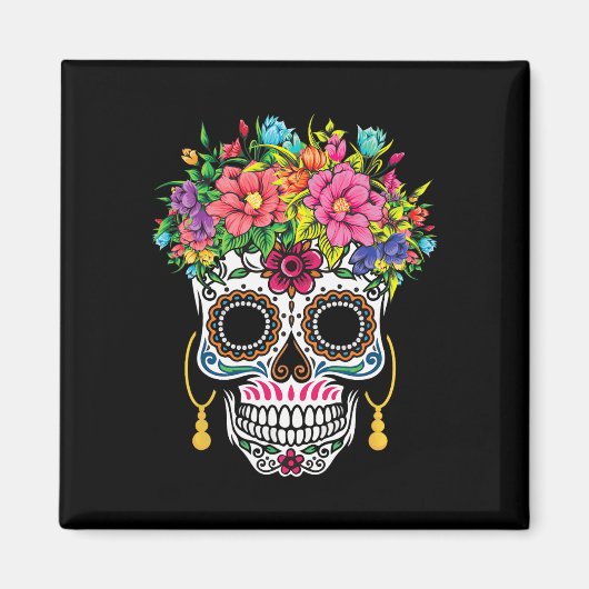 Cinco De Mayo Sugar Skull Dia De Los Muertos Dag O Magneet (Voorkant)