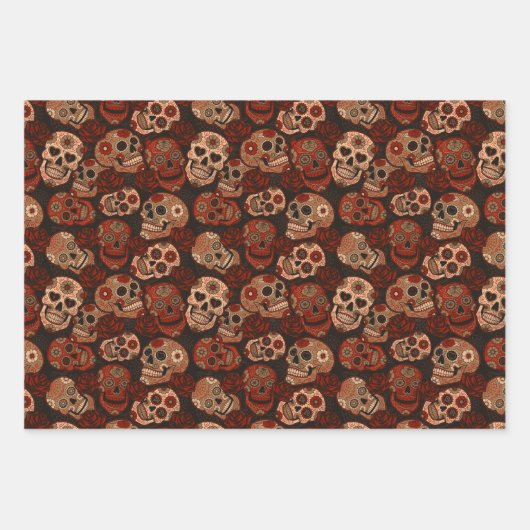 Cinco de Mayo Sugar Skulls Rozen Inpakpapier Vel (Voorkant 3)