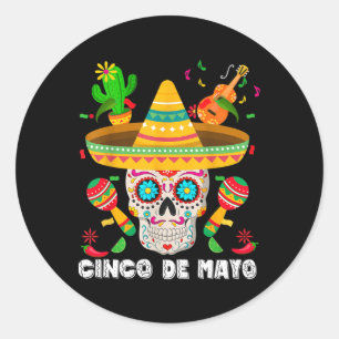 Cinco De Mayo Suiker Schedel 5 De Mayo Mexicaans F Ronde Sticker