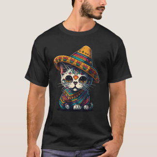 Cinco De Mayo Suiker Schedel Kat Sombrero Mexicaan T-shirt
