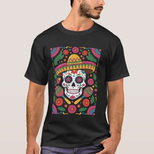 Cinco de Mayo Suiker Schedel T-shirt (Voorkant)