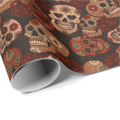 Cinco de Mayo Suiker Schedels Rozen  Cadeaupapier (Rol Hoek)