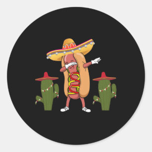 Cinco De Mayo T-shirt Hot Dog Cactus Dansen  Ronde Sticker