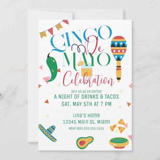 Cinco De Mayo Taco Feest Viering Kaart (Voorkant)