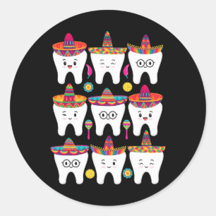 Cinco de Mayo Tandheelkundige Mexicaanse Fiesta Ta Ronde Sticker