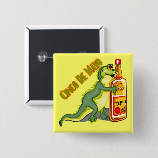 Cinco de Mayo Tequila Lizard Button (Voorkant /achterkant)
