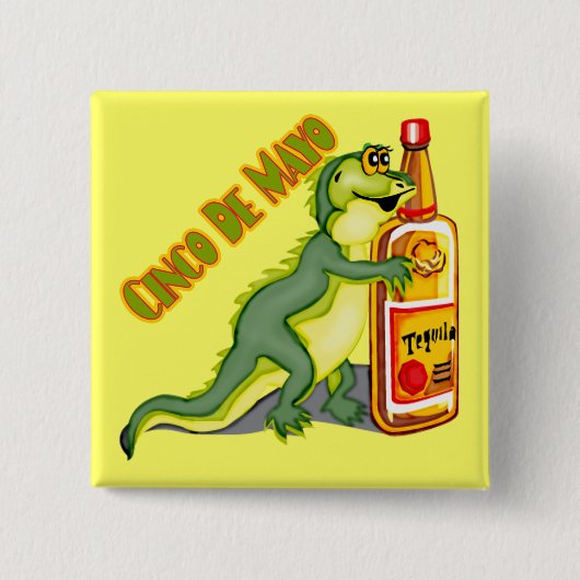 Cinco de Mayo Tequila Lizard Button (Voorkant)