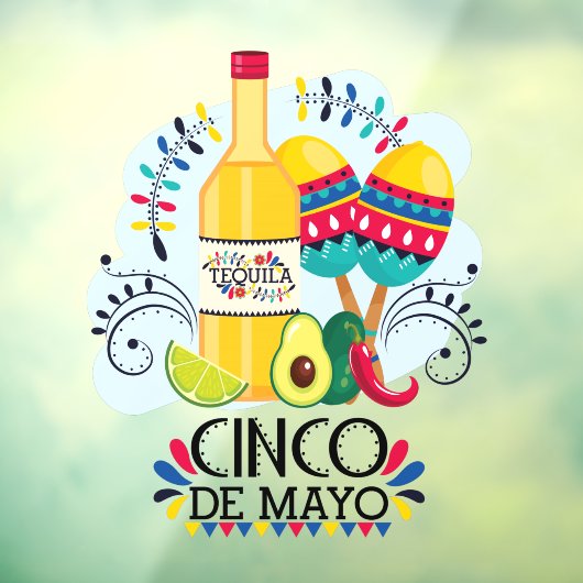 Cinco de Mayo Tequila Mexicaanse Zakelijke Onderne Raamsticker (Vel 3)