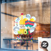 Cinco de Mayo Tequila Mexicaanse Zaken Raamsticker (Cafe Raam)