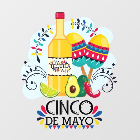 Cinco de Mayo Tequila Mexican Business Raamsticker (Vel)