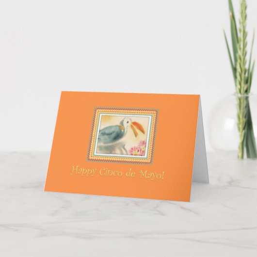 Cinco de Mayo Toucan op Sinaasappel Kaart (Voorkant)