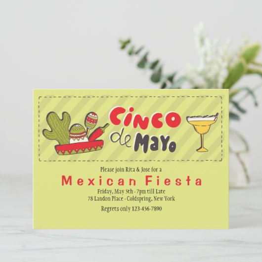 Cinco de Mayo Uitnodiging (Staand voorkant)
