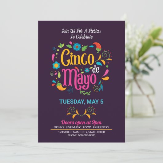 Cinco De Mayo uitnodigingsflyer Kaart (Staand voorkant)