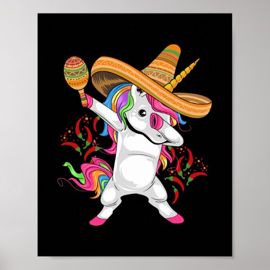 Cinco De Mayo Unicorn Mexico Sombrero Pet Costume Poster (Voorkant)