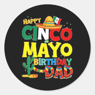 Cinco de Mayo Verjaardag aan vader Gelukkige Verja Ronde Sticker