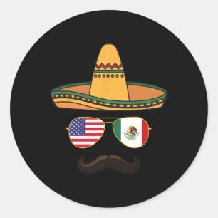Cinco de Mayo Viering Mexicano Amerikaans 2025 1 Ronde Sticker