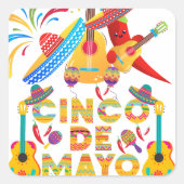 cinco de mayo vierkante sticker (Voorkant)