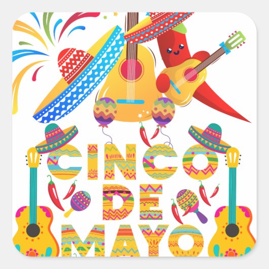 cinco de mayo vierkante sticker (Voorkant)