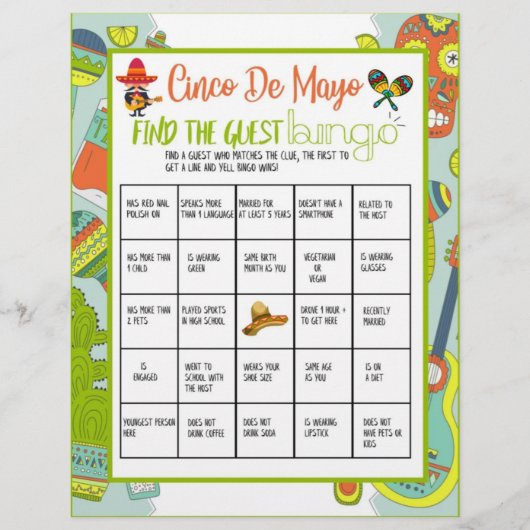 Cinco de Mayo Vind het gast bingogame Briefhoofd (Voorkant)