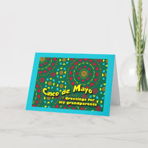Cinco de Mayo voor Grootouders, Kleurrijke Mozaïek Kaart