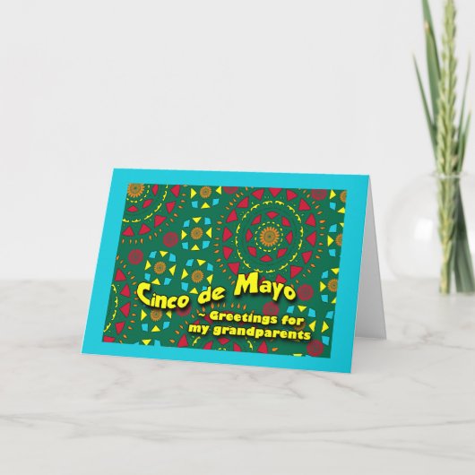 Cinco de Mayo voor grootouders, kleurrijke mozaïek Kaart (Voorkant)