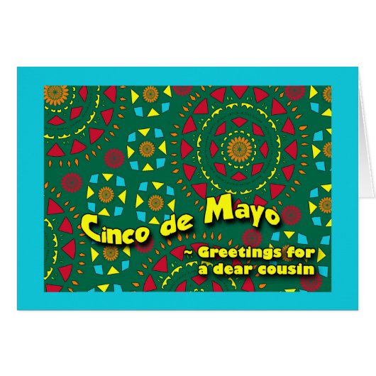 Cinco de Mayo voor neef, kleurrijke mozaïek (Voorkant Horizontaal)