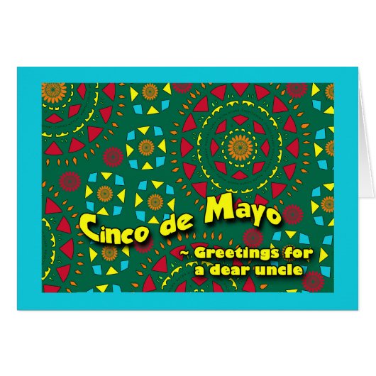 Cinco de Mayo voor oom, kleurrijk mozaïekontwerp (Voorkant Horizontaal)
