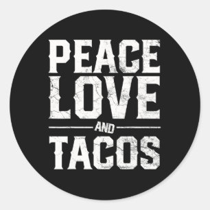 Cinco De Mayo Vrede Liefde En Tacos Mannen Vrouwen Ronde Sticker