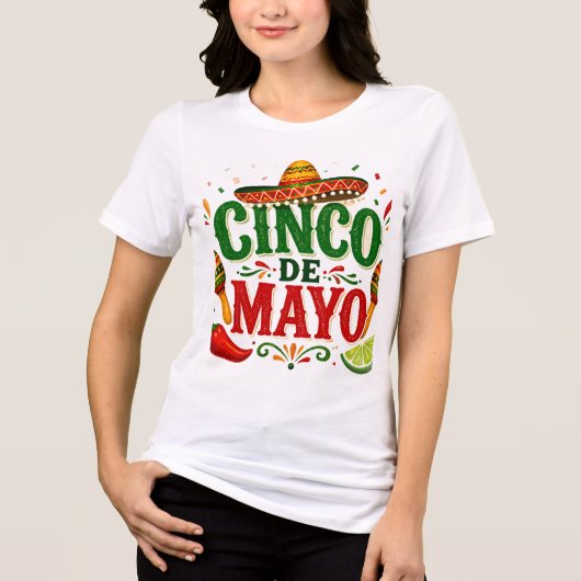 Cinco de Mayo-vrouwen Tri-Blend Shirt (Voorkant)