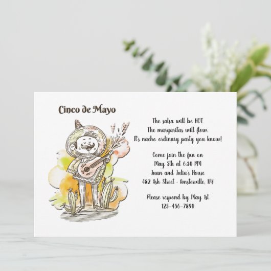 Cinco de Mayo Zanger Uitnodiging (Staand voorkant)