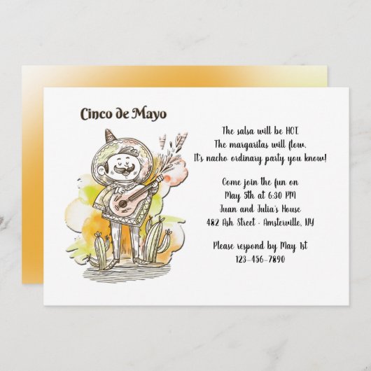 Cinco de Mayo Zanger Uitnodiging (Voorkant / Achterkant)