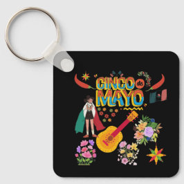 Cinco De Mayo zwart Sleutelhanger