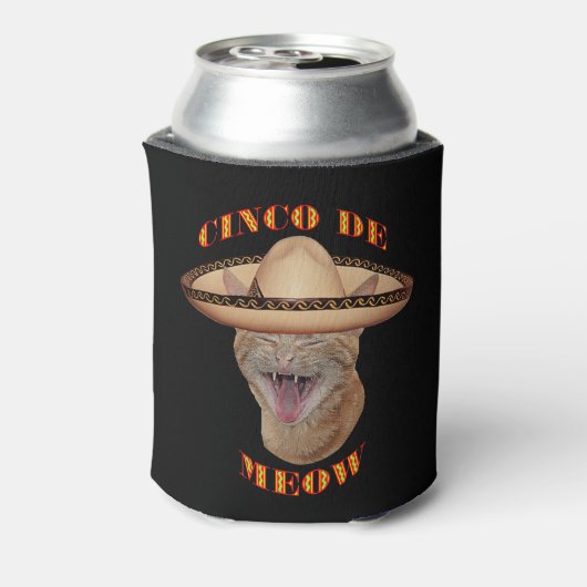 Cinco de Meow Cat Cinco de Mayo Mexico Blikjeskoeler (Blikje Achterkant)