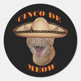 Cinco de Meow Cat Cinco de Mayo Mexico Ronde Sticker