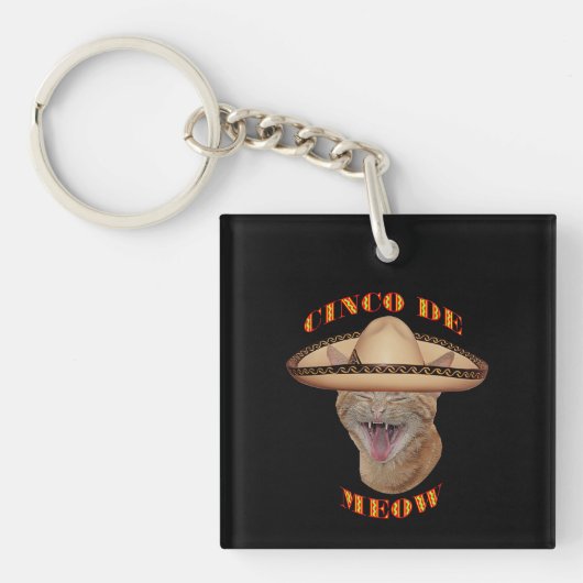 Cinco de Meow Cat Cinco de Mayo Mexico Sleutelhanger (voorkant)