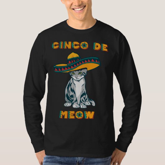 Cinco de Meow Cinco de Mayo Fifth May Mexico Fiest T-shirt (Voorkant)