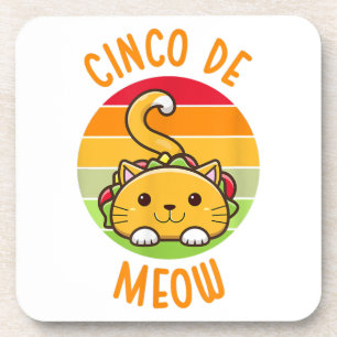 Cinco de Meow Cinco de Mayo Funny Tacos Cat Lover Bier Onderzetter