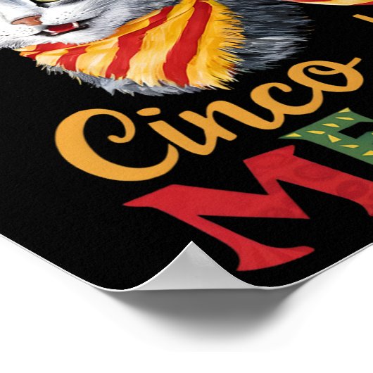 Cinco de Meow Cinco de Mayo Grappige Mexicaanse ka Poster (Hoek)