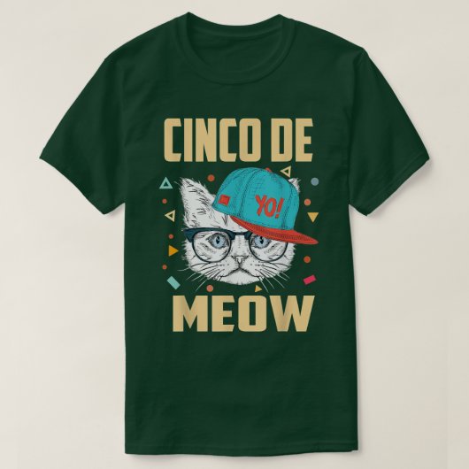 Cinco de Meow Cool Cat Draag Pet Cinco de Mayo Cat T-shirt (Design voorkant)