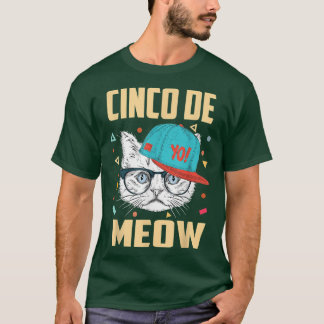 Cinco de Meow Cool Cat Draag Pet Cinco de Mayo Cat T-shirt