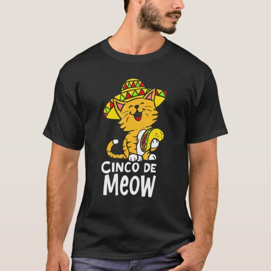 Cinco de Meow Cute Cinco de Mayo Sombrero Taco Cat T-shirt (Voorkant)