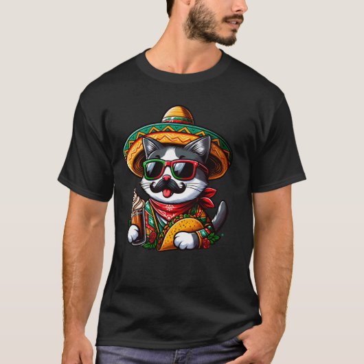 Cinco de Meow Grappige Kat Taco Mexicaanse Fiesta T-shirt (Voorkant)