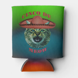 Cinco de Meow Gray Cat Cinco de Mayo Mexico Blikjeskoeler